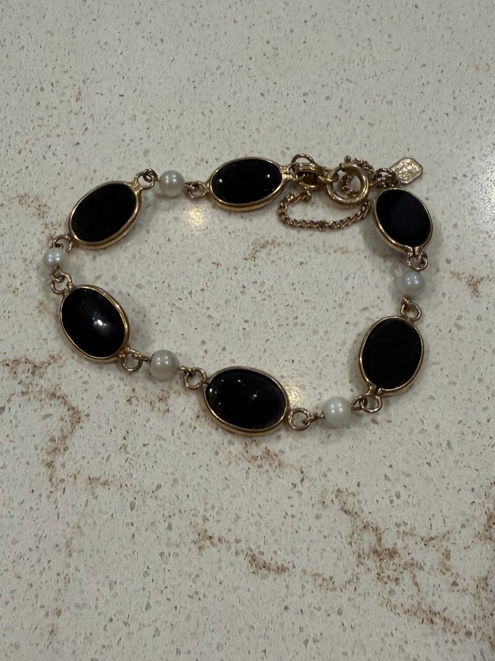 Karen Lynne Vintage 12k G.F. Black Glass Pearl Bracelet